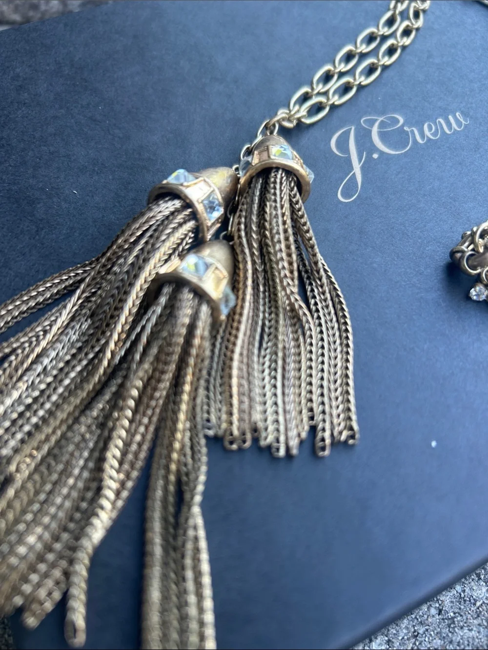 J. Crew Triple Tassel Gold Chain Necklace